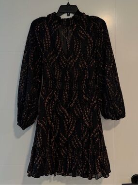 By Timo Women's Black Floral Long-Sleeve Dress